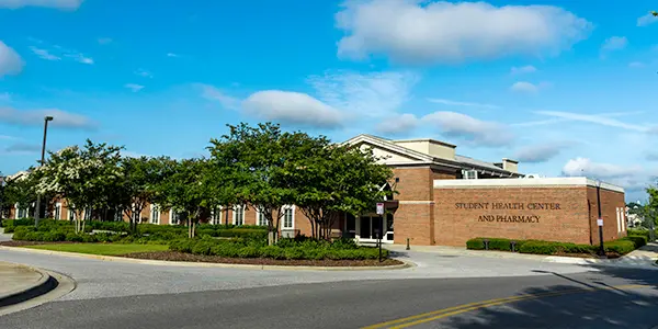 Outside of the Student Health Center